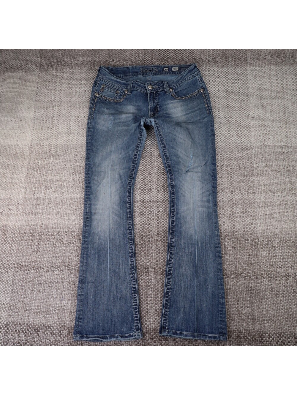 Miss Me Bootcut Jeans Womens 30 Cross Wings Thrashed Cheeky Destroyed Denim